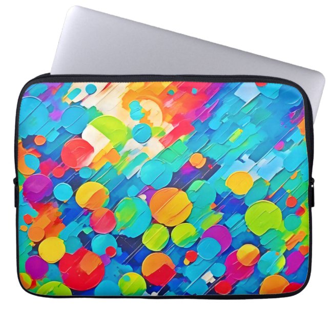 Vibrant Circle Dance Art Laptop Sleeve (Front)