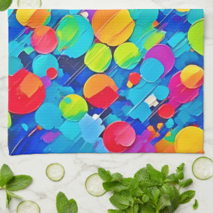 Vibrant Circle Dance Art Tea Towel