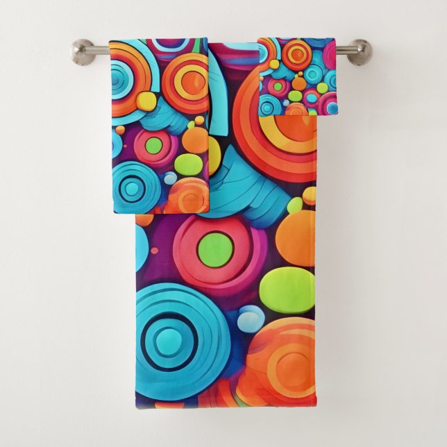 Vibrant Circle Explosion Bath Towel Set (Insitu)