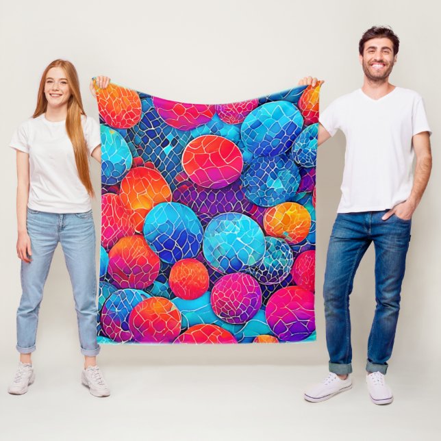 Vibrant Circle Pattern Fleece Blanket (In Situ)