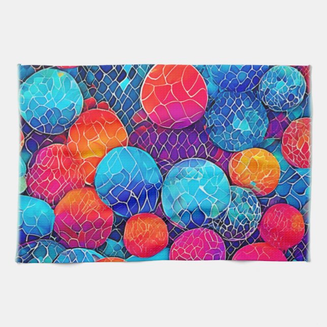 Vibrant Circle Pattern Tea Towel (Horizontal)