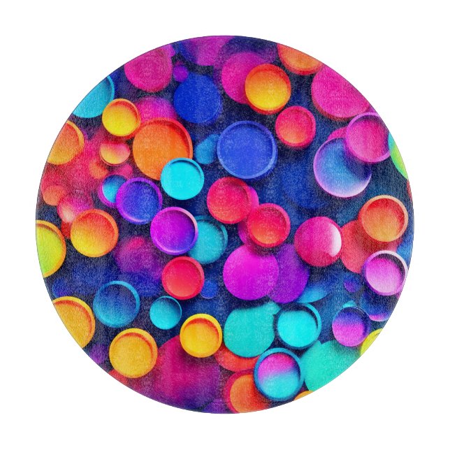 Vibrant Circles Abstract Art Cutting Board (Front)