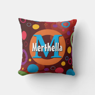 Vibrant Circles Rings Retro Personalised Cushion