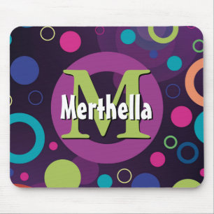 Vibrant Circles Rings Retro Personalised PURPLE Mouse Pad