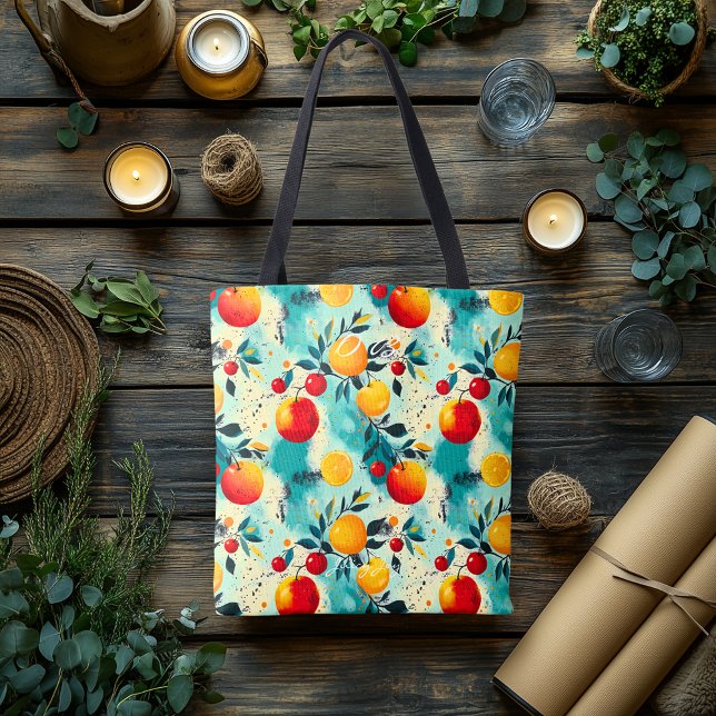 Vibrant Citrus and Cherry - Personalised Initials Tote Bag (Creator Uploaded)