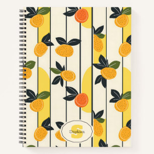 Vibrant Citrus Fruit Pattern with Green Leaves (2) Notebook