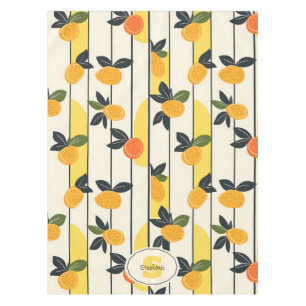 Vibrant Citrus Fruit Pattern with Green Leaves (2) Tablecloth