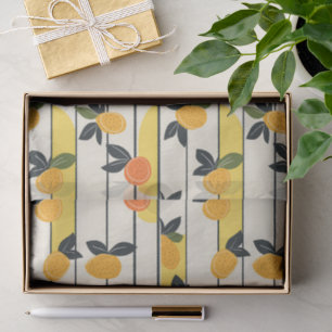 Vibrant Citrus Fruit Pattern with Green Leaves (2) Tissue Paper