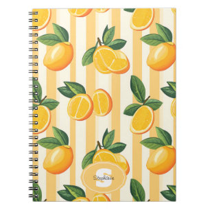 Vibrant Citrus Fruit Pattern with Green Leaves (3) Notebook