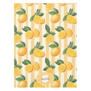 Vibrant Citrus Fruit Pattern with Green Leaves (3) Tablecloth