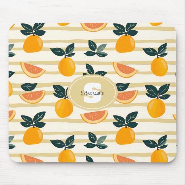 Vibrant Citrus Fruit Pattern with Green Leaves (4) Mouse Pad (Front)
