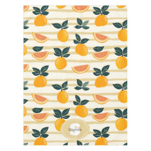 Vibrant Citrus Fruit Pattern with Green Leaves (4) Tablecloth