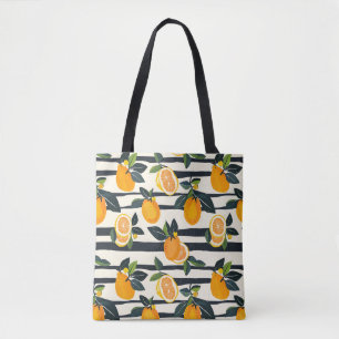 Vibrant Citrus Fruit Pattern with Green Leaves (5) Tote Bag