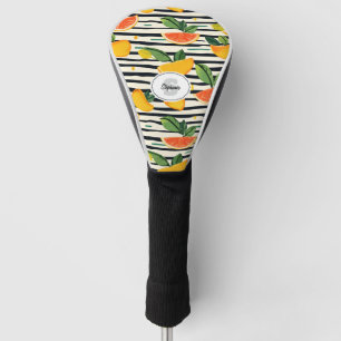 Vibrant Citrus Fruit Pattern with Green Leaves (6) Golf Head Cover