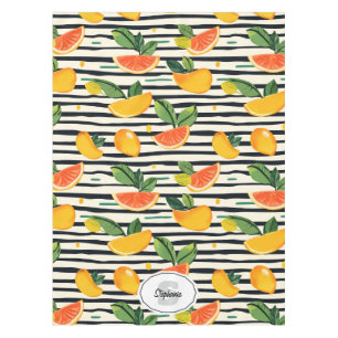 Vibrant Citrus Fruit Pattern with Green Leaves (6) Tablecloth