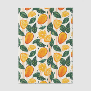 Vibrant Citrus Fruit Pattern with Green Leaves Tissue Paper