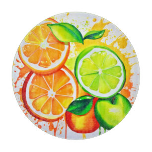 Vibrant Citrus Fruit Splash Art Cutting Board