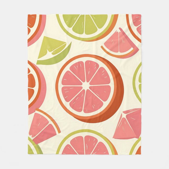 Vibrant Citrus Grapefruit Orange Lime Slices  Fleece Blanket (Front)