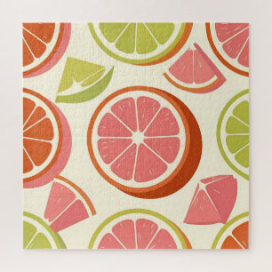 Vibrant Citrus Grapefruit Orange Lime Slices Jigsaw Puzzle
