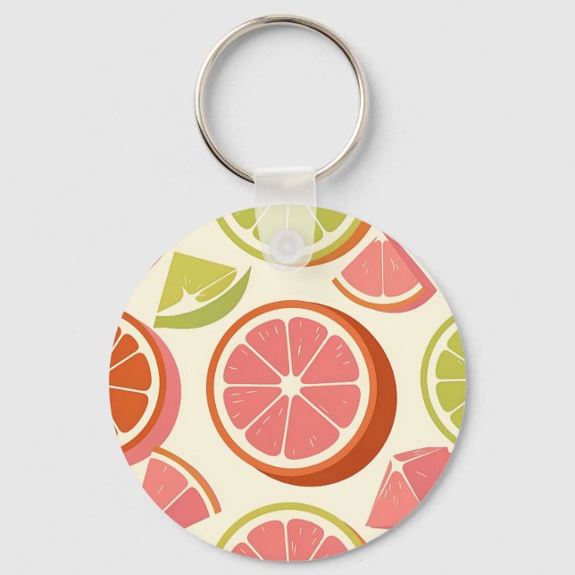 Vibrant Citrus Grapefruit Orange Lime Slices  Key Ring (Front)