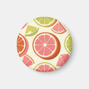 Vibrant Citrus Grapefruit Orange Lime Slices Magnet