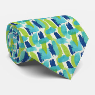 Vibrant Citrus Green and Coastal Blue Abstract Tie