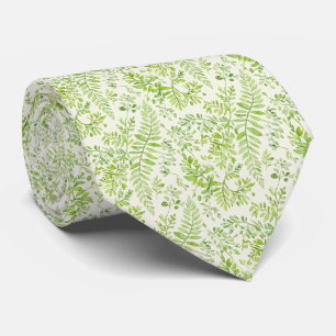Vibrant Citrus Green and Sage Watercolor Fern Tie