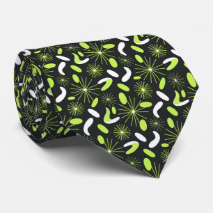 Vibrant Citrus Green Mid-Century Modern Starburst  Tie