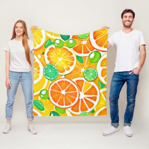 Vibrant Citrus Medley - Fresh & Juicy Slices Fleece Blanket