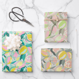 Vibrant Citrus Medley    Modern Watercolor Wrapping Paper Sheet
