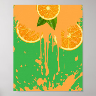 Vibrant Citrus Orange Drip Poster
