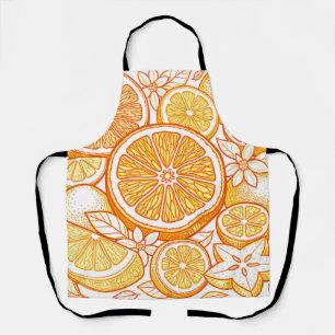 Vibrant Citrus Orange Slice Pattern Apron