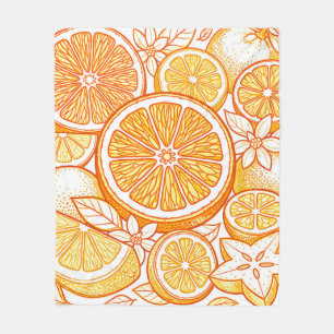 Vibrant Citrus Orange Slice Pattern Fleece Blanket