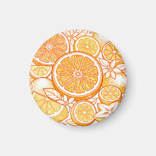 Vibrant Citrus Orange Slice Pattern Magnet