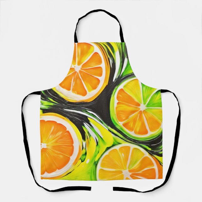 Vibrant Citrus Painting Apron (Front)
