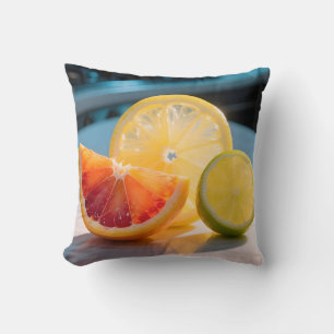 Vibrant Citrus Slices Grapefruit Lemon Lime Fresh Cushion