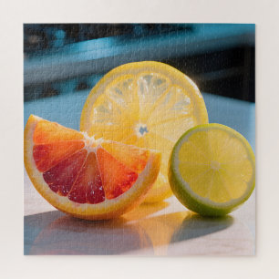 Vibrant Citrus Slices Grapefruit Lemon Lime Fresh Jigsaw Puzzle