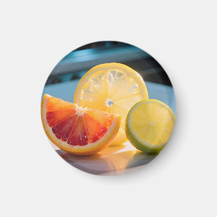 Vibrant Citrus Slices Grapefruit Lemon Lime Fresh  Magnet