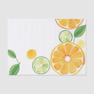Vibrant Citrus Watercolor on Soft Beige Tissue Paper