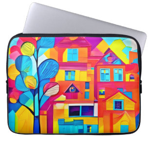 Vibrant Cityscape Dreamscape Art Laptop Sleeve