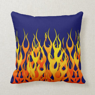 Vibrant Classic Racing Flames on Navy Blue Cushion