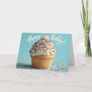 Vibrant Close-up of a Birthday Vanilla Cupcake Card