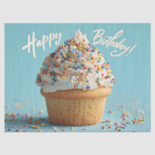 Vibrant Close-up of a Birthday Vanilla Cupcake Tissue Paper