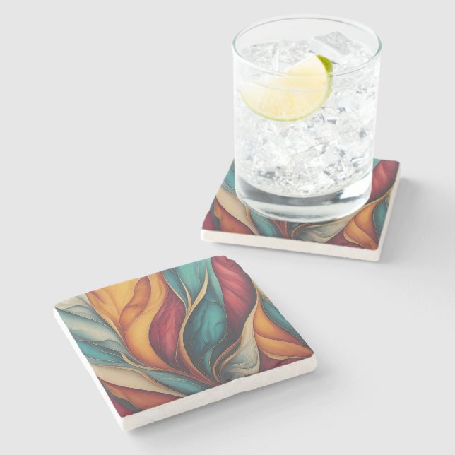 Vibrant coasters. A splash of colour on table. Stone Coaster (Side)