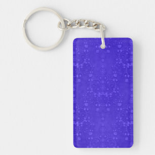 Vibrant Cobalt Blue Fancy Damask Pattern Key Ring