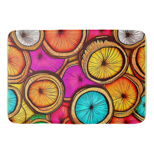 Vibrant Coconut Slice Abstract Design Bath Mat