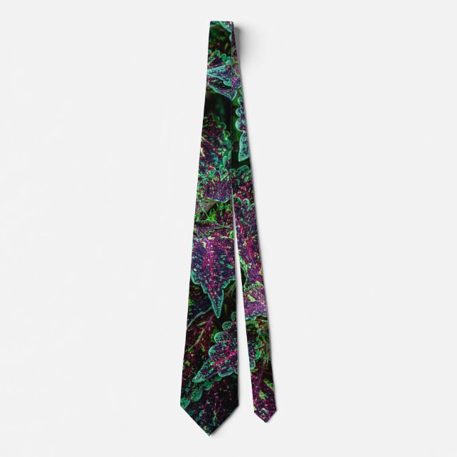 Vibrant Coleus Leaves Pattern. Tie (Front)