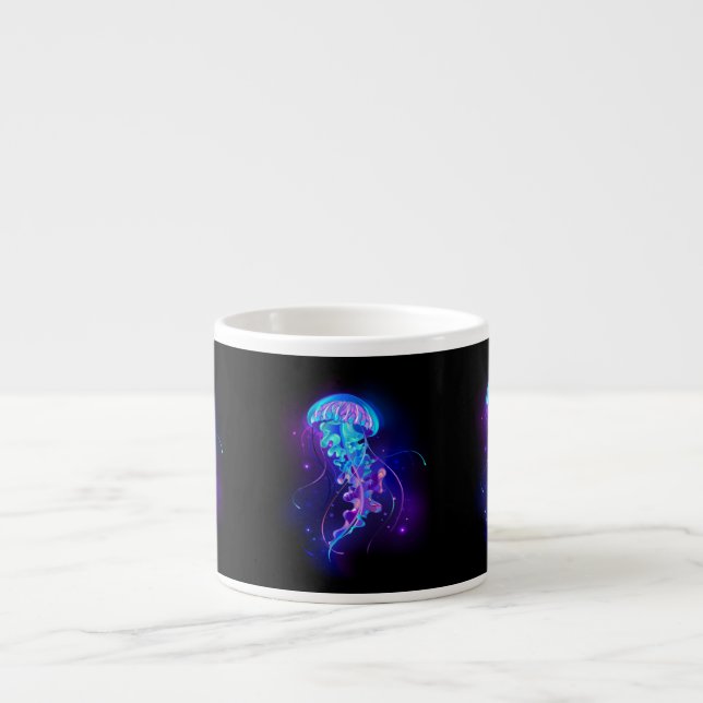 Vibrant Color Glowing Jellyfish Espresso Cup (Front)