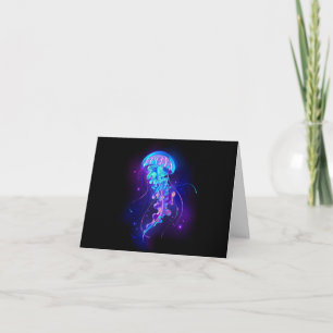 Vibrant Color Glowing Jellyfish Note Card