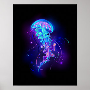 Vibrant Color Glowing Jellyfish Poster